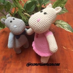 Mom and Baby Hippo amigurumi pattern by unknown