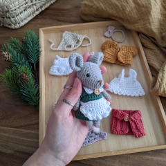 Cute mouse + vintage wardrobe amigurumi pattern by La Fabrique des Songes