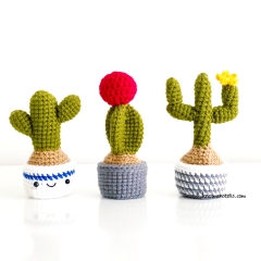 12 Mini Cactus Garden Bundle amigurumi by Knotmonster