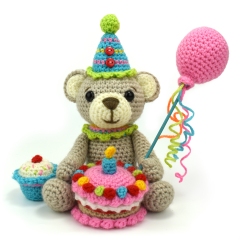 Bertie Bear's Birthday Party amigurumi pattern by Janine Holmes at Moji-Moji Design