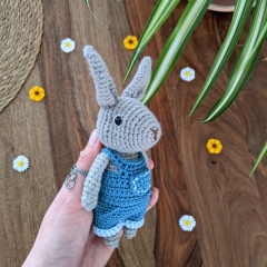 Cute bunny + customizable overalls amigurumi by La Fabrique des Songes