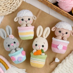 Easter friends: bunny, sheep, chick amigurumi pattern by Knit.friends