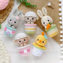 Easter friends: bunny, sheep, chick