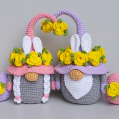 Bunnies with yellow roses