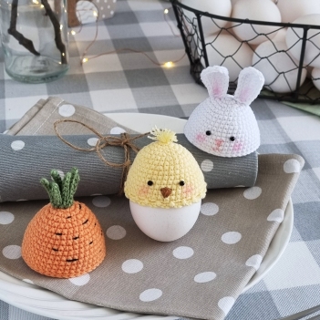 Easter crochet decor for eggs. amigurumi pattern by TwoLoops