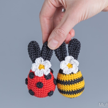 Bee and Ladybug Eggs Bunnies amigurumi pattern by Mufficorn