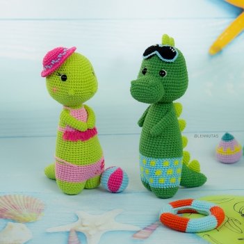 Dinosaur Couple Summer Bundle amigurumi pattern by Lennutas