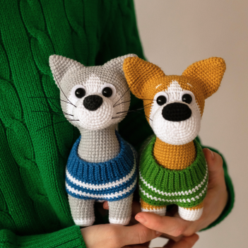 Cat Boris and Dog Corgi amigurumi pattern by Mommy Patterns
