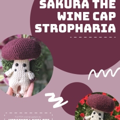 Sakura the stropharia mushroom amigurumi pattern by Cosmos.crochet.qc