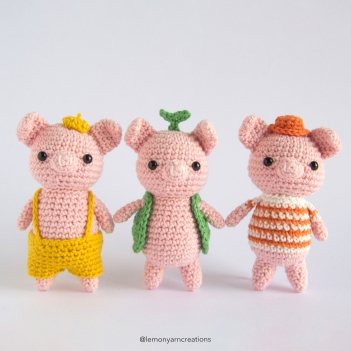 Three Little Pigs amigurumi pattern by Lemon Yarn Creations