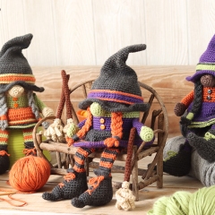 Witch Gnome and Broom amigurumi pattern by Jen Hayes Creations