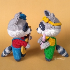 Jim and Joy the Raccoon Duo amigurumi by Audrey Lilian Crochet
