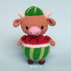 Watermelon Cow amigurumi by Audrey Lilian Crochet