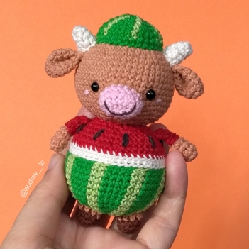 Watermelon Cow amigurumi pattern by Audrey Lilian Crochet