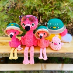 The Flamingo Family - Low sew amigurumi by All From Jade
