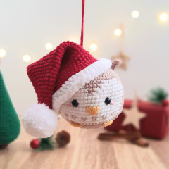 Hootsie the Christmas Owl Ornament amigurumi by Sarah's Hooks & Loops