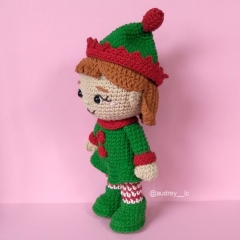Noelle the Christmas Elf Girl amigurumi pattern by Audrey Lilian Crochet