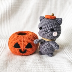 Casper the Cat in his Pumpkin amigurumi by EMI Creations by Chloe