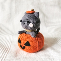 Casper the Cat in his Pumpkin amigurumi pattern by EMI Creations by Chloe