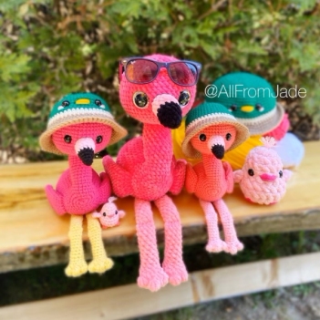 The Flamingo Family - Low sew amigurumi pattern by All From Jade