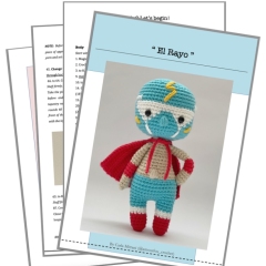 El Rayo, the Lucha Libre fighter amigurumi pattern by Amour Fou