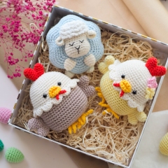 Easter Decoration: egg, bunny, sheep and chicken amigurumi pattern by RNata