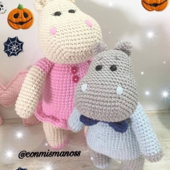 Mom and baby hippos amigurumi pattern by unknown