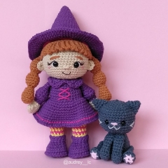 Lulu the Witch and Kip the Kitten amigurumi by Audrey Lilian Crochet
