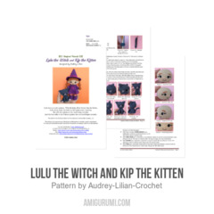 Lulu the Witch and Kip the Kitten amigurumi pattern by Audrey Lilian Crochet