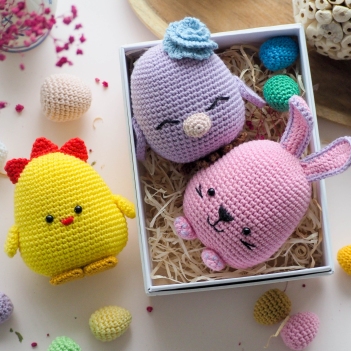 Easter Bird, Bunny and Chicken amigurumi pattern by RNata