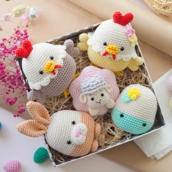 Easter Decoration: egg, bunny, sheep and chicken amigurumi pattern by RNata