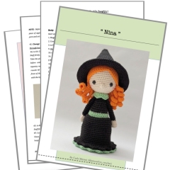 Nina The Little Witch/Christmas Elf amigurumi pattern by Amour Fou