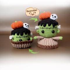 Reversible Halloween Cupcakes amigurumi pattern by Chibiscraft