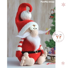 Crochet Santa gnome  amigurumi pattern by PamPino Gnomes