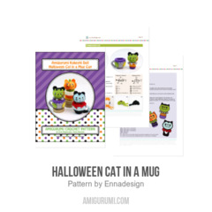 Halloween Cat in a Mug amigurumi pattern by Emi Kanesada (Enna Design)