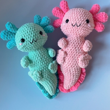 Opal and Axel the axolotls amigurumi pattern by Sweet Fluffy Stitches