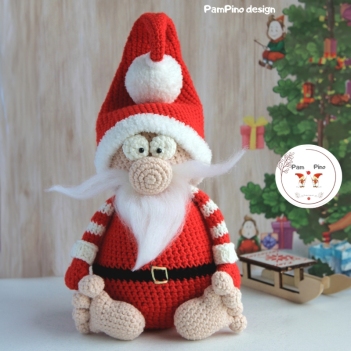 Crochet Santa gnome  amigurumi pattern by PamPino Gnomes