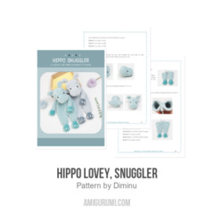 Hippo lovey, snuggler amigurumi pattern by Diminu