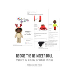 Reggie the Reindeer Doll amigurumi pattern by Smiley Crochet Things