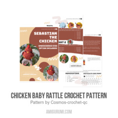 Chicken baby rattle crochet pattern amigurumi pattern by Cosmos.crochet.qc