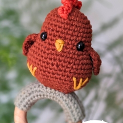 Chicken baby rattle crochet pattern amigurumi pattern by Cosmos.crochet.qc