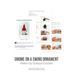Gnome on a swing ornament amigurumi pattern by Octopus Crochet