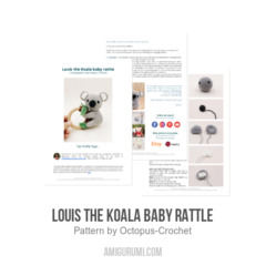 Louis the Koala baby rattle amigurumi pattern by Octopus Crochet