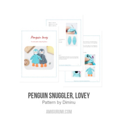 Penguin snuggler, lovey amigurumi pattern by Diminu