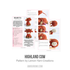 Highland Cow amigurumi pattern by Lemon Yarn Creations