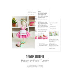 1950s outfit amigurumi pattern by Fluffy Tummy