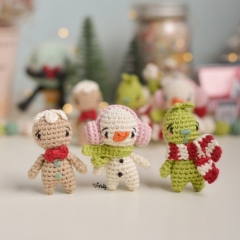 Mini Grinch, snowman & gingerbread amigurumi pattern by O Recuncho de Jei