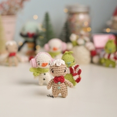 Mini Grinch, snowman & gingerbread amigurumi by O Recuncho de Jei