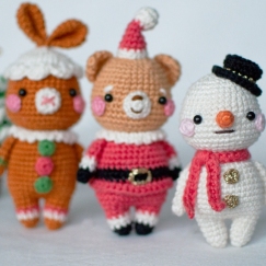 Christmas Bear, Rabbit and Snowman