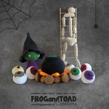 Halloween Witch Cauldron & Skeleton amigurumi pattern by FROGandTOAD Creations